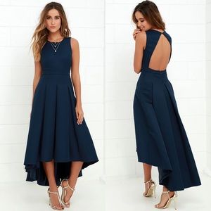 Lulus | Paso Doble Take Navy Blue High-Low Dress